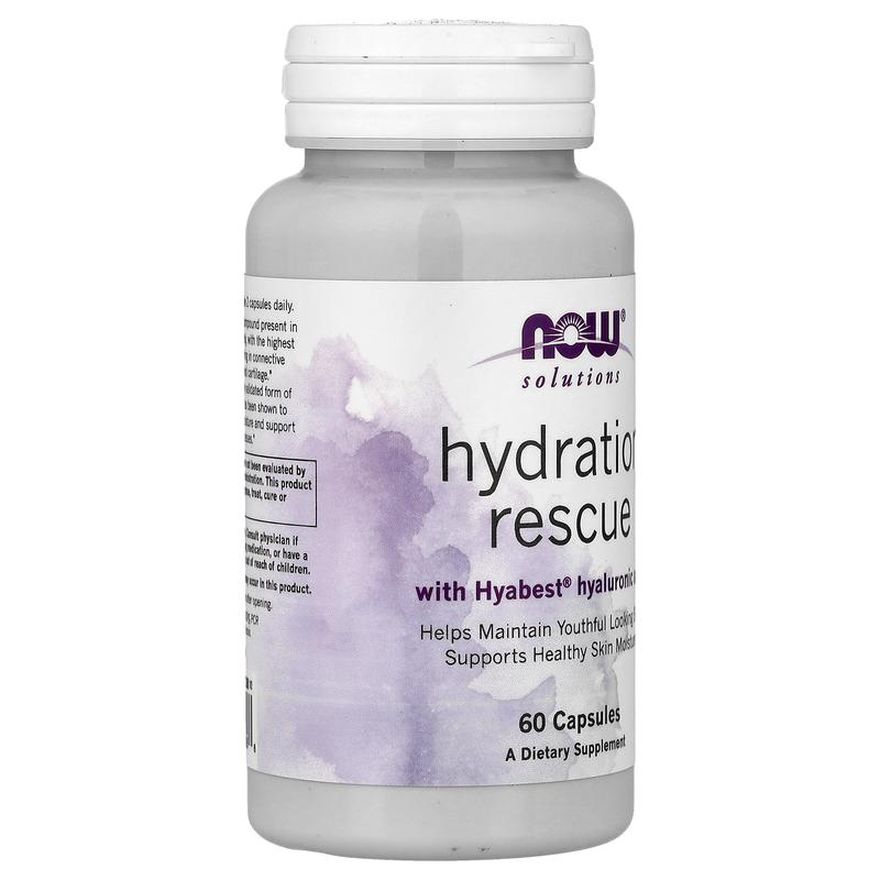 NOW Foods Solutions, Hydration Rescue with Hyabest® Hyaluronic Acid, 60 Capsules