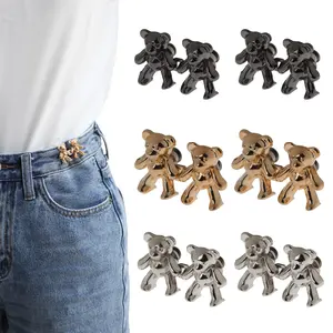 6 Pairs Bear Buttons for Jean Clips to Tighten Waist Pant Size Adjuster Buttons for Jeans to Make Smaller Cute Bear Waist Pant Adjustable Button Fit Tighten Pant Bear Adjustable Pants Clips for Waist