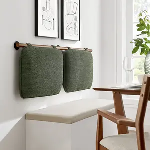 Anela Wall-Mounted Chenille Upholstered King Size Headboard in Sage Walnut