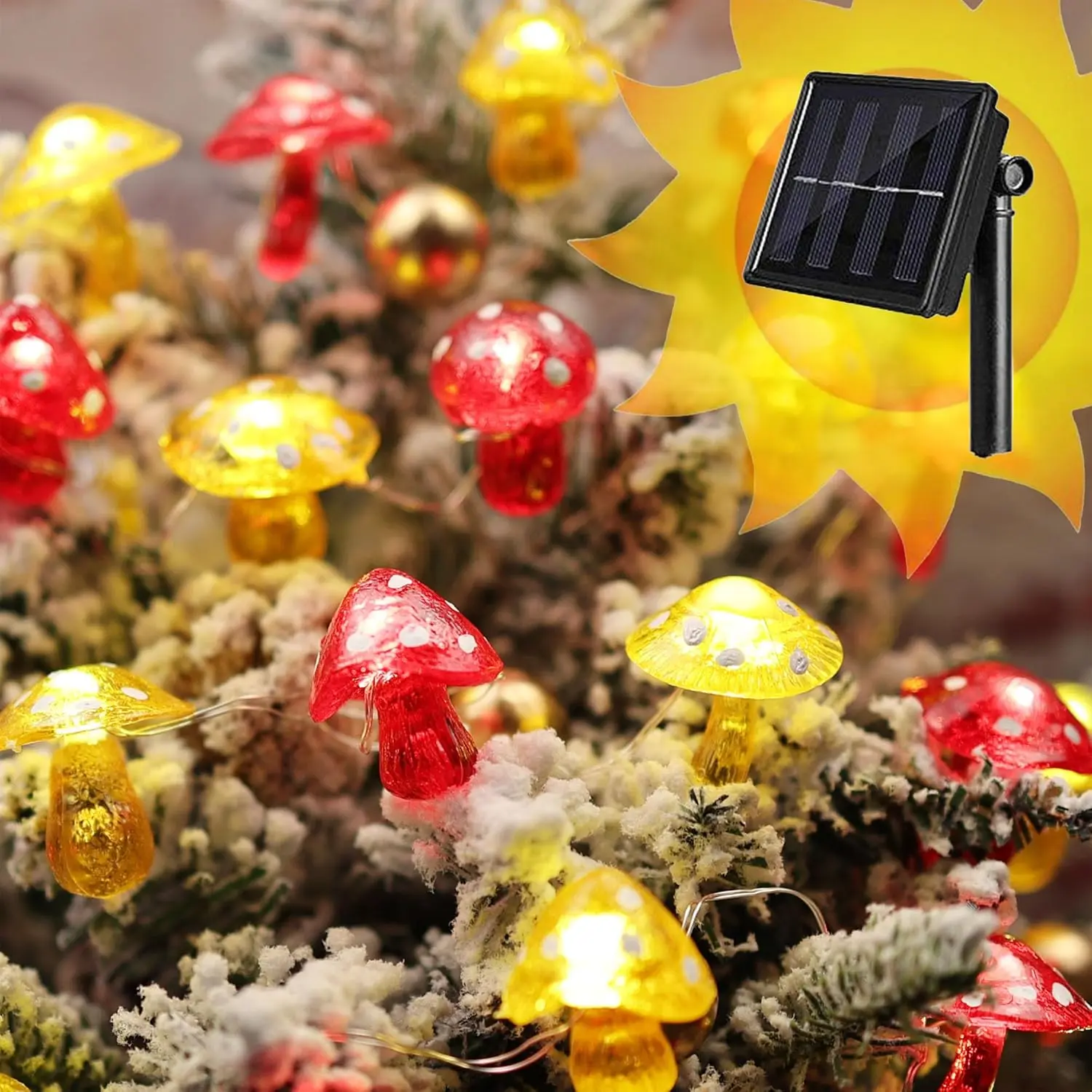 Garden Decor Solar  Outdoor String Lights Mushroom Lamp Solar Garden Fairy Lights Mushroom Night Lights Gifts Cottage core Decor 14ft 40LEDs Solar Pathway Fence Yard Window Mushroom Decor
