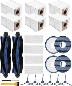 KEEPOW Replacement Parts Compatible with Eufy Vacuum Omni C20, 24 Pack Accessories Kit (2 Mainbrush, 6 Side Brush, 4 Hepa Filter, 6 Dust Bag, 4 Mop Pads, 1 Cleaning Brush, 1 Screwdriver)