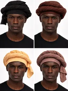Halo Jersey Headwraps for Men Ultra Soft Breathable Stretchable Turban Durags in Black Blue Chocolate White Wine Orange Gray Olive Green Sand