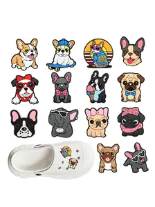 14pcs Cartoon Animal Dog Shoe Decoration Charms Set, Comfortable Durable Fashion Design, Ideal Gift for Stylish People, Daily Wear