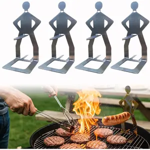 4PCS Hot Dog Grill Rack Utensil Holders - 4 Items BBQ Sausage Holder Set, Ideal Gift for Men, Camping & Backyard Grilling