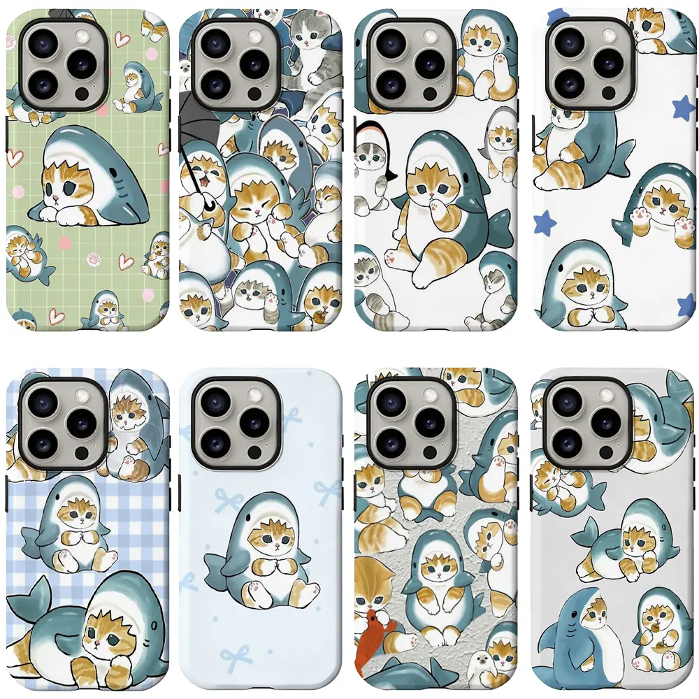 Mofusand Shark Cat Kawaii Phone Case, Perfect Gift for Fans, Shockproof TPU Cover for iPhone 17, 16, 15, 14, 13, 12, 11, Pro, Pro Max, Air, Plus | Samsung Galaxy S23, S24, S25, S26, Plus, Ultra