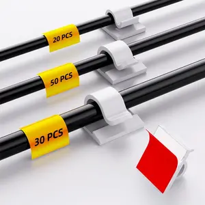 100 count White Adhesive  Clips Cord Organizer (Small, Medium,Large),Wire Holder for  Management, Outdoor Light Clips Light Hooks for LED String, Dash Cam, Extension Cord (White)