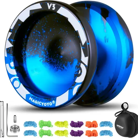 MAGICYOYO V3 Aluminum Professional Smooth Sandblast Kit - Responsive/Unresponsive, Beginner+, Ready-to-Play, Storage Bag, 12 Strings, Bearing, Bearing Removal Tool, Mini Allen Key, 1 x Axle, for Yo-Yo Tricks