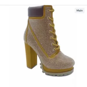 Diamond Brown Platform Heel Boot/Booties Round Toe