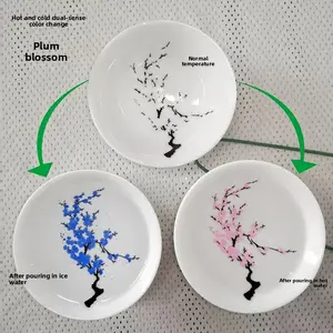 Jianzhan Kung Fu Tea Cup Double Sense Color Changing Sakura Pattern Tea Cup Meaning Blooming Wealth