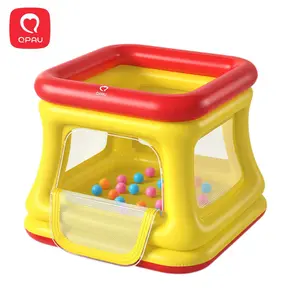 QPAU 3-in-1 Inflatable Bounce House for Toddlers 1-3, Birthday Special, Ball Pit & Trampoline, Inflatable Bouncy House with Pump, Safety Net, Indoor & Outdoor Bubble Bouncer Baby Play Yard