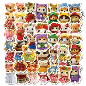 Cute Animal Doll Series Sticker, Self Adhesive Decorative Sticker, DIY Decals for Water Bottle, Laptop, Phone Case, Scrapbooking, Journal Making, Screen Protector