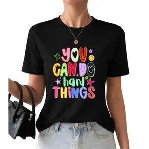 You Can Do Hard Things Rainbow Star Heart Smiley Doodle Women’s T‑Shirt