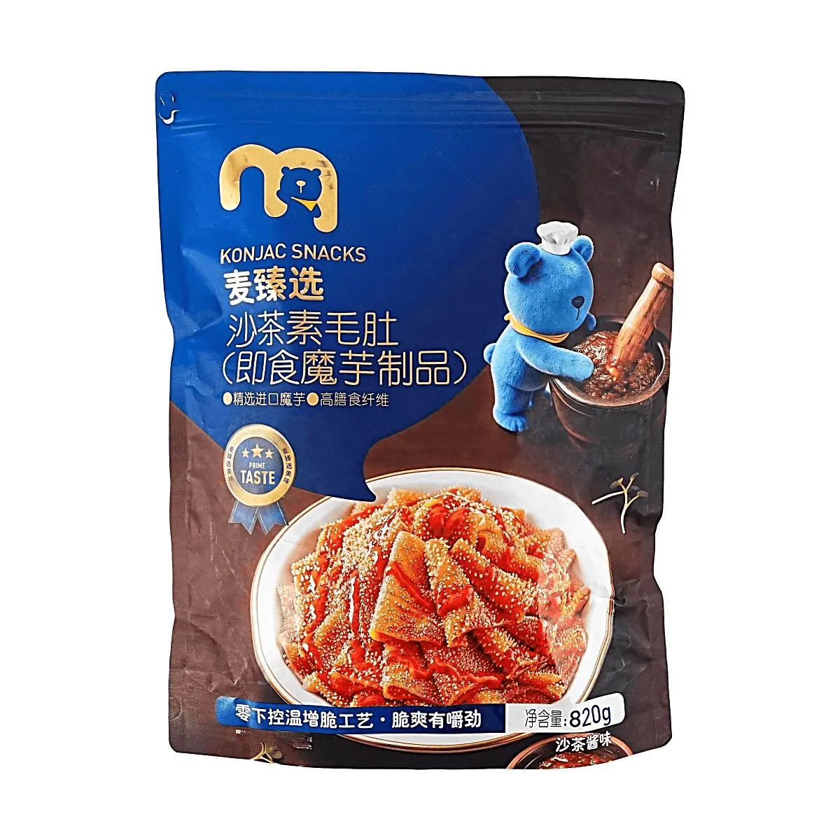 Mai Zhen Xuan Shacha Flavor Konjac Tripe Snack - Crispy & Chewy, 820g Large Pack