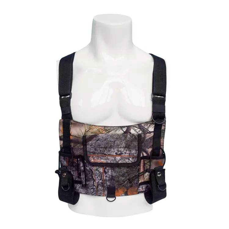 Men's Camo Print Tactical Chest Rig - Water-Repellent Workwear Vest with Wireless Comm Support, Modular MOLLE Panels, Adjustable Straps, Quick-Release Buckle System, Camouflage, Water-Repellent Fabric, Wind-Resistant Fabric