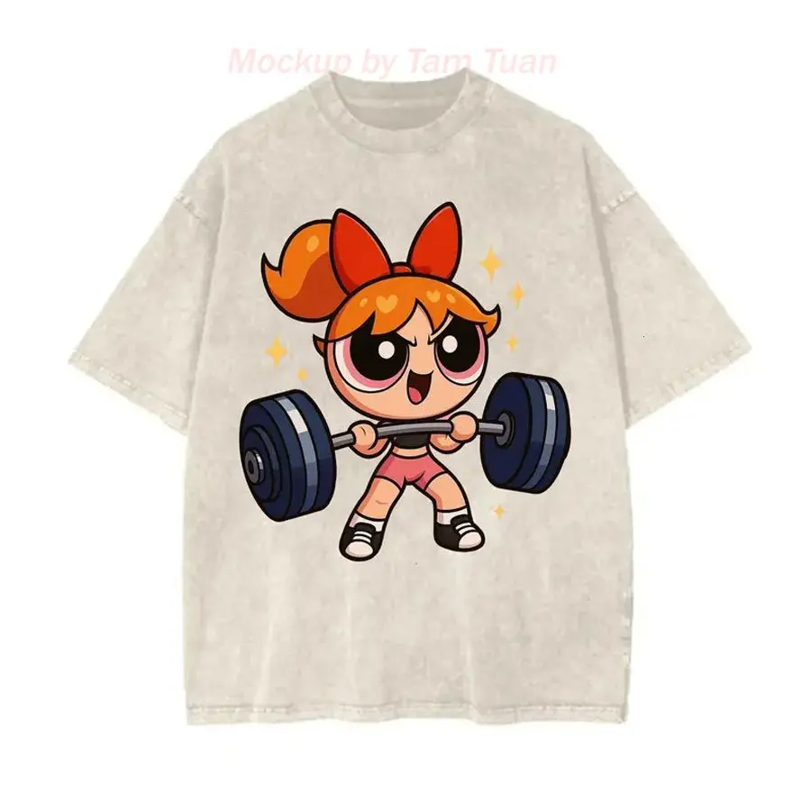 Cute Y2k Blossom Powerpuf Gym Girl Graphic Tee, Y2k #Powerpuf Fitness Girl Power Bodybuilding Pump Cover For Men Women, Apparel Made In The Usa		
