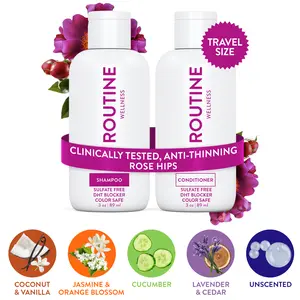 Routine Wellness Anti-Thinning Volumizing Shampoo for Thinning Hair & Hair Loss - Grow Your Confidence with Biotin & DHT Blockers - 3 oz Travel Size Set