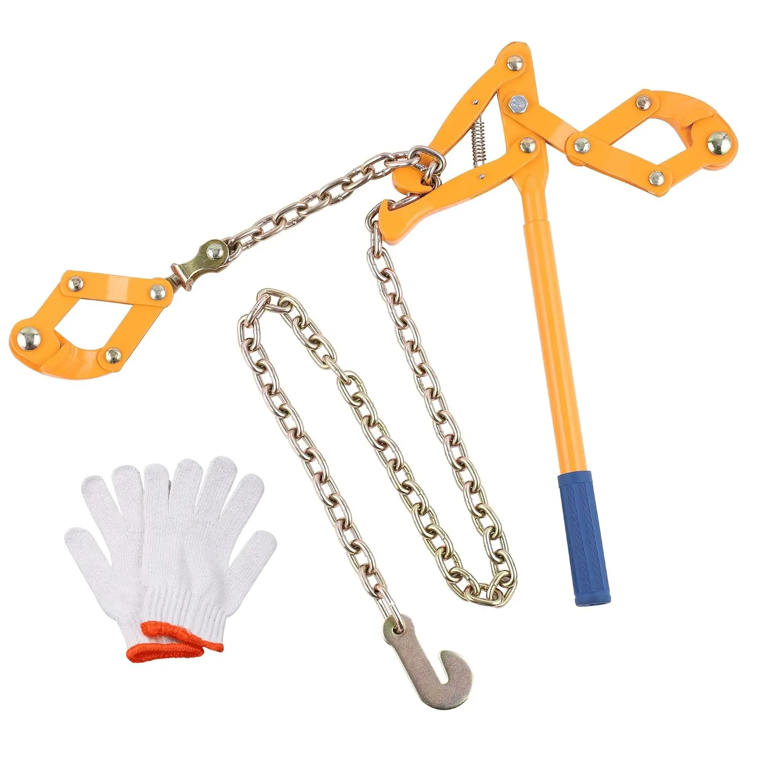 Carbon Steel Fence Stretcher Tool with Swivel Handle – 47.25in Chain Capacity, 2200lbs Tension Power, for Center & End Post Pull of Plain/Barbed/Woven Wire, Farm Use (Yellow, 1 Pack)