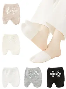 5 Pairs Women Tabi No Show Socks Low Cut Split Toe Half Socks Invisible Lightweight Liner Toe Topper Covers for Flip Flops, Sandals & Mules Anti-Slip Socks