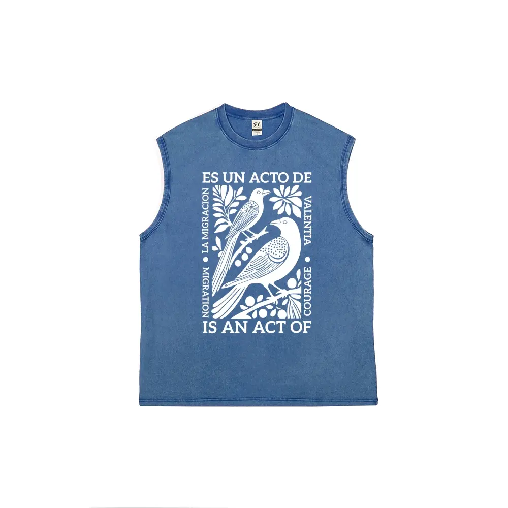 Immigrant ”This is a brave act“ Men's vintage washed pure cotton vest