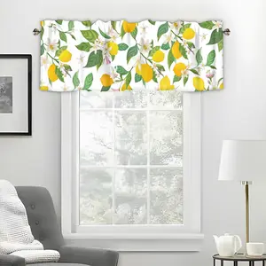 Floral Lemon Rod Pocket Curtain Valance - Easy Install, Home Decoration Short Curtain for Kitchen, Bathroom - 54x18 Inch, 1 Panel, Farmhouse Textile Window Treatment, Easy Install Curtain, Home Decoration Curtain