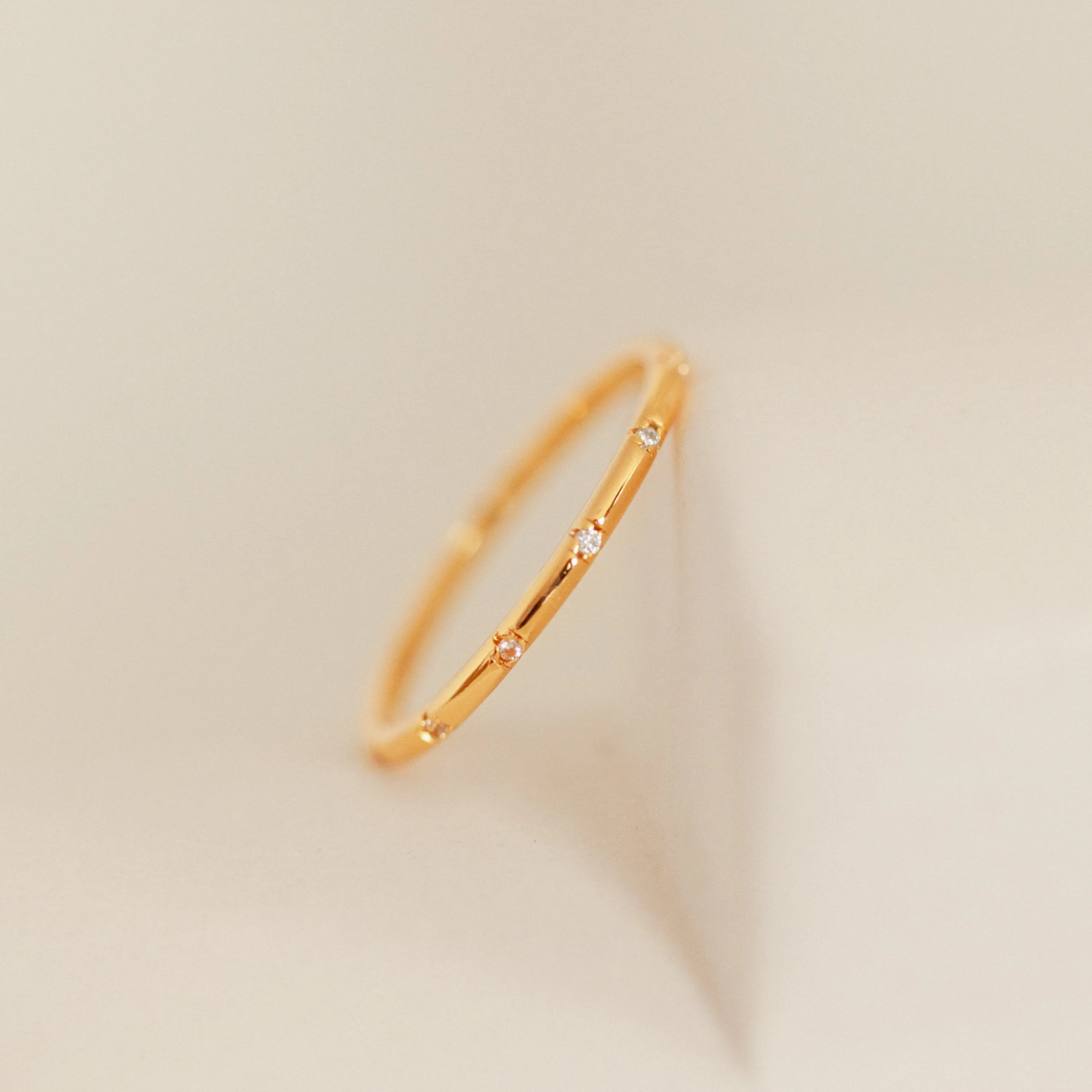 Sprinkle Diamond Ring by Caitlyn Minimalist - Delicate Diamond Eternity Ring - 18K Gold Plated & Sterling Silver Crystal Promise Ring - Dainty Everyday Stacking Ring - Perfect Gift for Her
