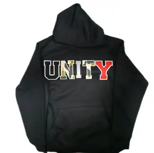 UNITY Ateame Hoodies Unisex Black with Patch Lettering Design