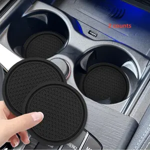 Solid Color Car Coaster, Round Anti-slip Cup Holder Cup Mat, Silicone Car Cup Holder Coaster For Gift, Car Decoration, Car Interior Accessories