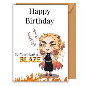 Demon Slayer Happy Birthday Rengoku Greeting Card Demon Slayer Happy Birthday Rengoku Greeting Card