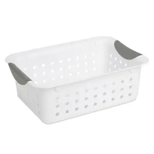 Sterilite White Ultra Basket Durable Plastic Storage Organizer (Small, Medium, Deep)