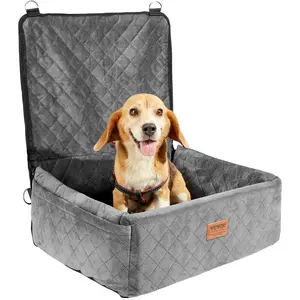 【fathersdaygift】VEVOR Dog Car Seat, Dog Booster Seat for Car with A Storage Pocket, Clip-On Safety Leash, Sponge and PP Cotton Filling, Dog Car Bed for Small & Medium Dog up to 40lbs, Gray