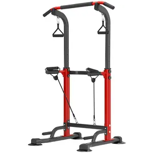 Trlakepreble Power Tower Pull Up Bar,Pull-Up Rack Dip Station,Height Adjustable Multi-functional Home Strength Training Gym Equipment, Save Space,People Below 6 feet