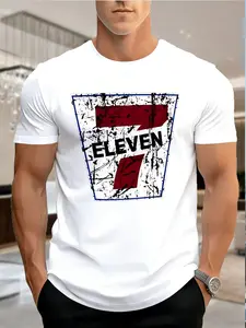 7-Eleven Retro Aged Logo  2026 New Arrival Black/White Tee fashion heavyweight Hot Sale vintage Printed Graphic funny Crewneck Round Neck Printed T-shirt Casual，Tee for Daily Wear Outings & Leisure
