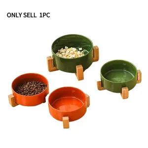 Multi-Color Ceramic Pet Bowl Set, Anti-Tip Heavy Cat Dog Feeding Bowls, High-Neck Water Bowl, Non-Slip No Splash Kitty Drinking Gadget