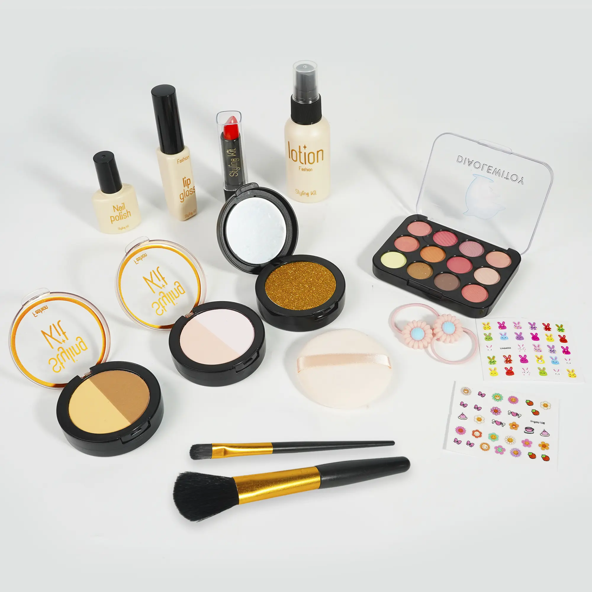 DIAOLEWITOY 15PCS Pretend Makeup Kit for Girls Toddlers, Fake Cosmetic Toys for Ages 3-5, Birthday Christmas Gifts for Dress-Up Role Play Parties