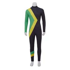Cool Runnings Cosplay Costume Jamaican Bobsled Team Outfit Bodysuit Costume Adult Men Halloween Party Skating Jumpsuit
