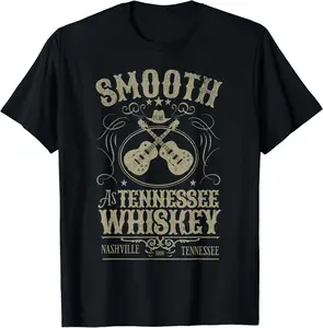 Smooth As Tennessee Whiskey Country Music Bourbon Vintage Casual Short Sleeve Cotton T-Shirt