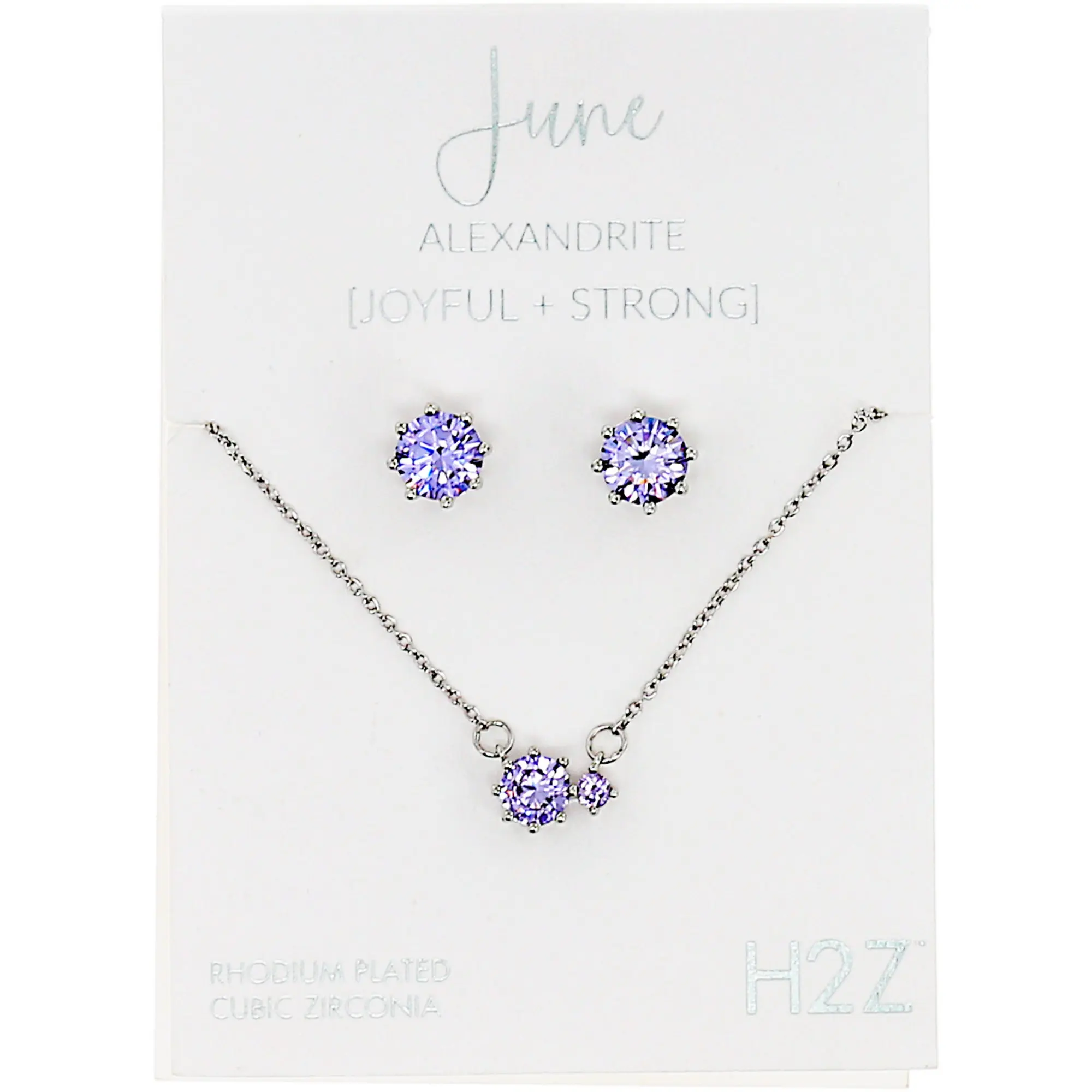 June Alexandrite 16.5"-18.5" Birthstone Jewelry Gift Set