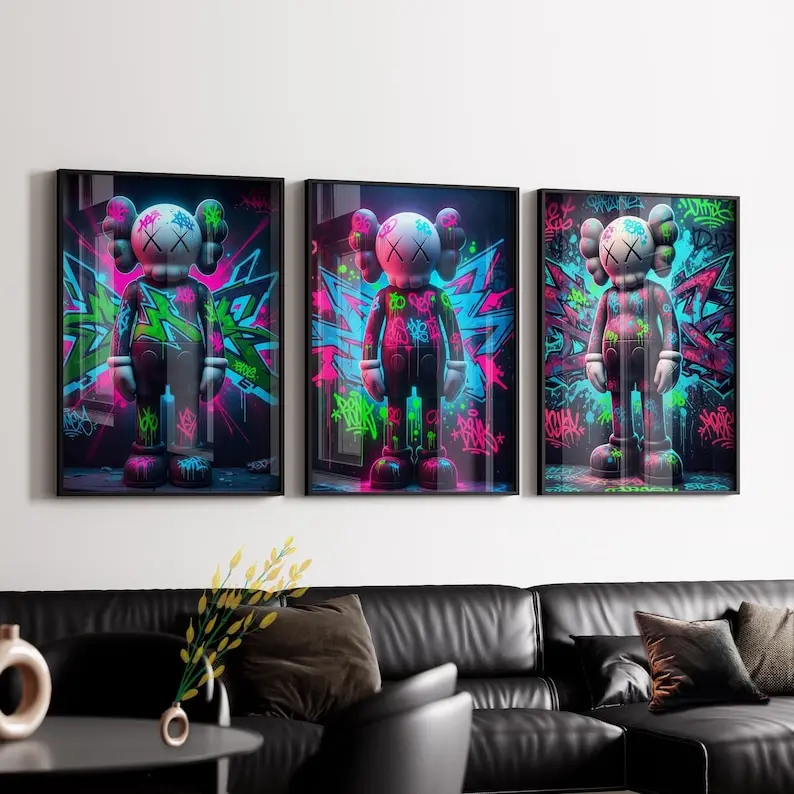 Kawss Poster Set of 3, Printables Minimalist Hypebeast Kawss Figure Poster