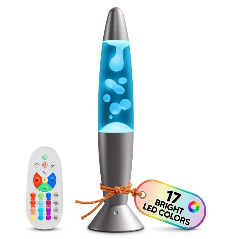 13.5" LED Liquid Motion Lamp with Remote Control – 17 Color Changing Decorative Mood Light for Bedroom, Living Room or Office – Dynamic Retro Sensory Lamp with 4 Modes & 8-Hour Auto Off Night Light