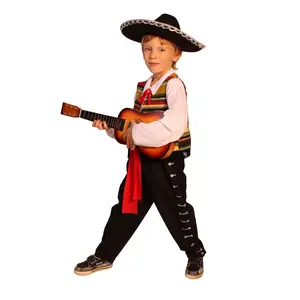 Mexican Mariachi Costume Set For Kids - Boys Costume Dress Includes Long Sleeves Shirt, Vest, Pants & Sash For Halloween, Role Play , Pretend Play Fun, Theme Party & Cosplay