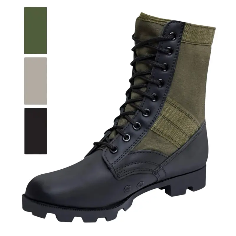 Rothco Men's 8-in Leather-Rubber Jungle Boots - Lace-Up Military Walking Shoes, Cowboy-Style Footwear in Olive Drab, Black, Desert Tan