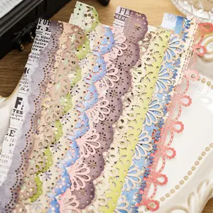 60 sheets/set, retro strip stickers, lace theme, exquisite and good-looking, white kraft paper material, can decorate notebooks, calendars, DIY materials