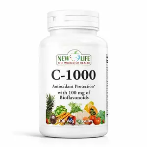 New Life Vitamin C 1000mg, with Bioflavonoids, 100 Veg Capsules