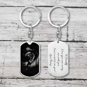 To Daddy Now You Can Carry Me Too Can't Wait To Meet You Daddy Keychain for New Dad,Personalized Fathers Day Sonogram Keychain for Husband