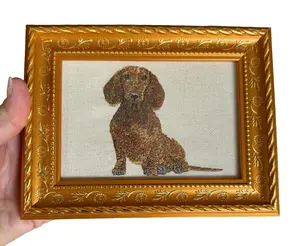 Dachshund Dog Machine Embroidered and Framed!  Unique Canine Charm Tabletop Decor for Home or Office! Other Designs and Breeds Available! Decoration Wall