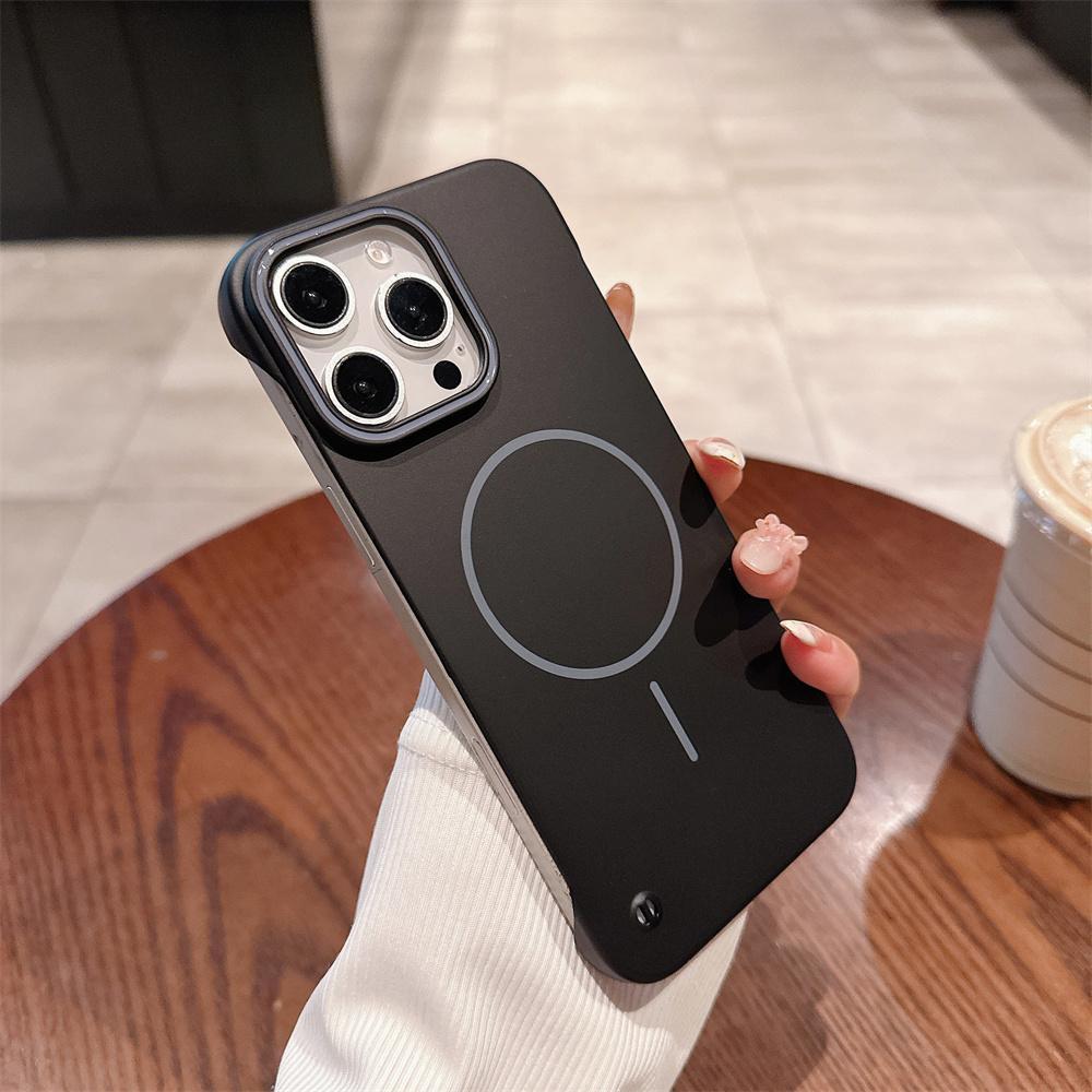 Matte Slim PC For Magsafe Frameless Phone Case For iPhone 16 15 14 Plus 12 13 Pro Max Wireless Charging Borderless Hard Cover