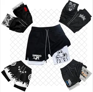 Two-in-one Double-layer Fitness Shorts for Men's Summer Slim Fit Quick Drying Breathable Shorts in Polyester for Sports and Fitness Ideal for Active Lifestyles