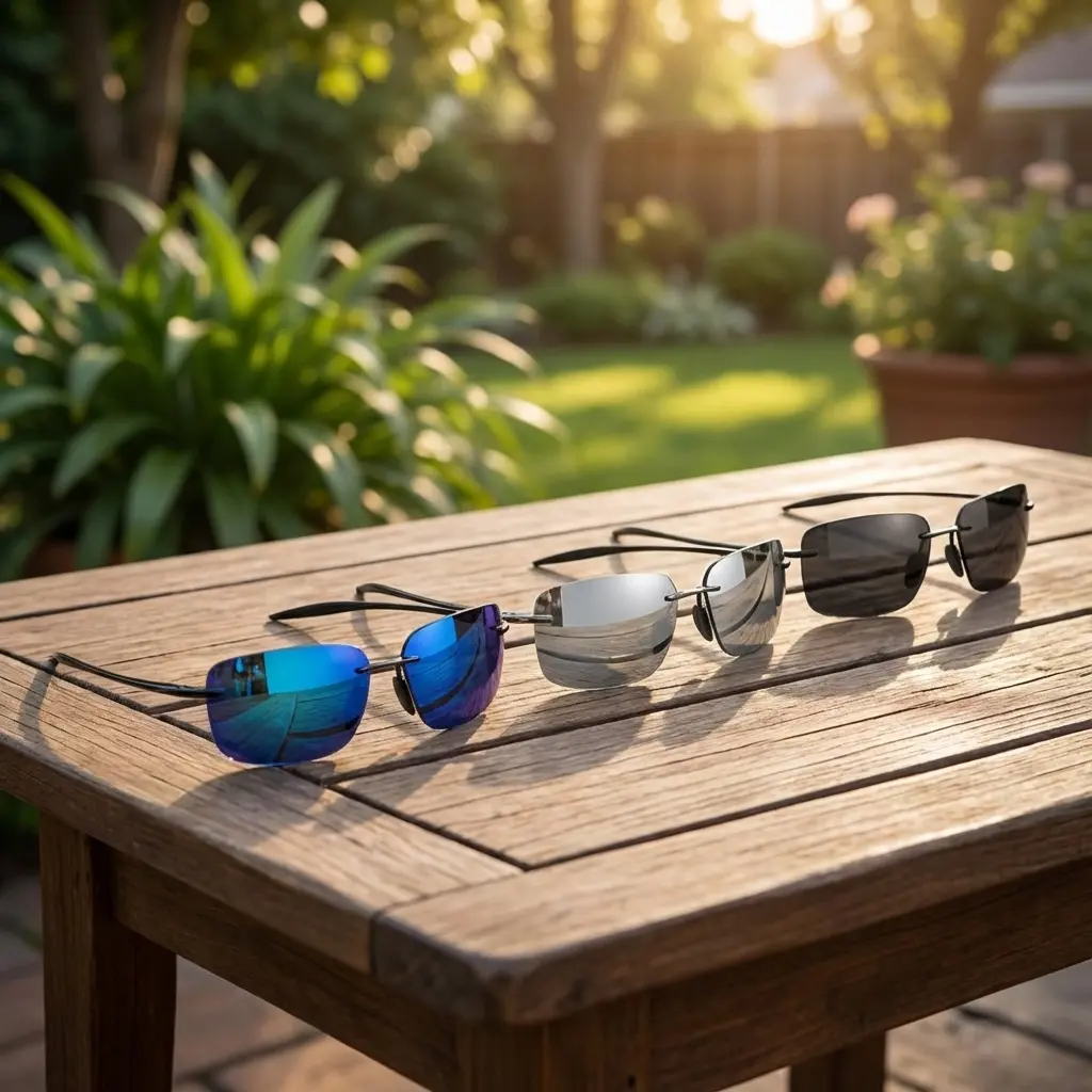 Paleshy 3-Pack TR90 Ultralight Retro Rimless Square Sunglasses for Men Vintage Tinted Lens UV Protection Travel Driving Outdoor Fashion Party Looks