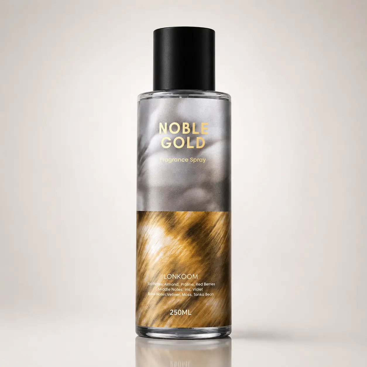 Women's Noble Gold Body Mist Spray - 250mL Single Item, Almond Accord, Red Berry, Warm Tonka, Vanilla Scents, Smell Good All Day, Women's Fragrance Body Mist Bottle, Fragrance Routine, Daily Wear Fragrance