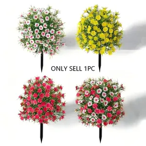 Available in 4 Colors, Single Stem Artificial Dianthus Ball Topiary, Faux Shrub with Ground Stake, UV & Fade Resistant, Decorative Plant for Indoor & Outdoor Decoration in Garden, Porch, Patio, Front Yard
